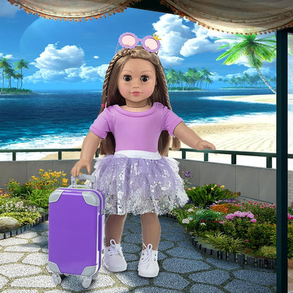 ZNTWEI American 18 Inch Doll Travel Suitcase with Clothes Accessories