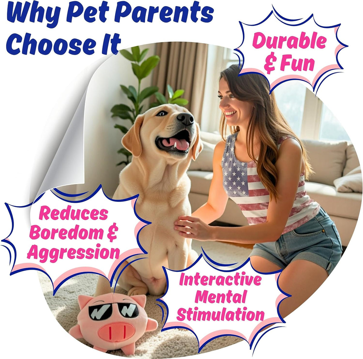 Dog Toy for Aggressive Chewers, Tough Squeaky Chew Ball, Large Breeds Gift