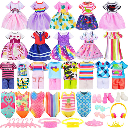 30 PCS Mini 6 Inch Doll Clothes and Accessories for 5.3-6 Inch Dolls