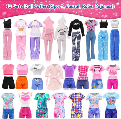 10 Sets Doll Clothes Hooded Sports Suit Tops and Pants for 11.5 inch Dolls