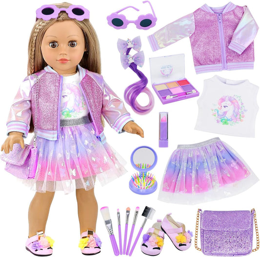 UNICORN ELEMENT American 18 Inch Doll Clothes & Makeup Accessories