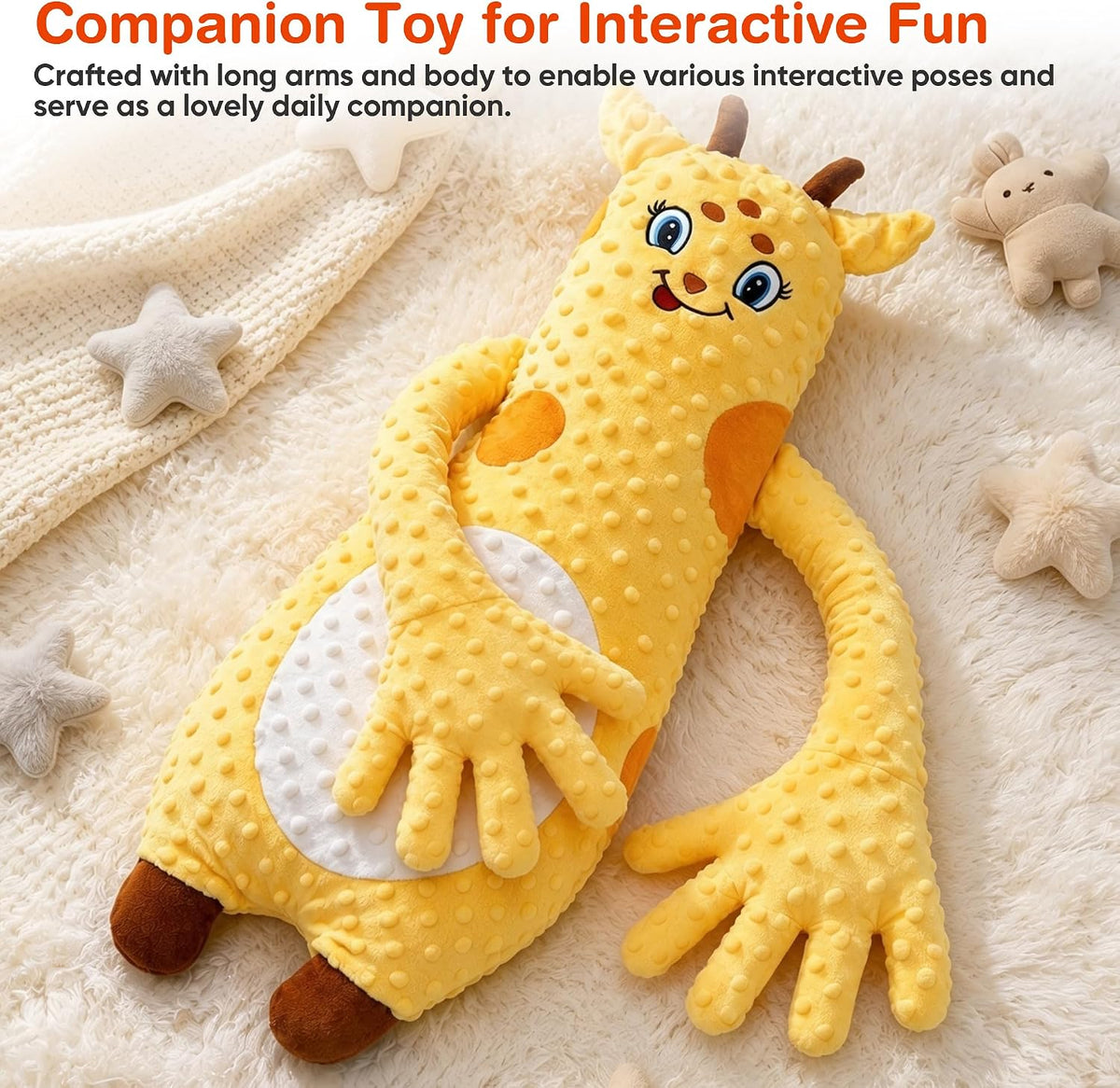 Interactive Plush Toy, Cute Animal Plush Stuffed Doll for Girls Boys, Portable Fun Play Toy for Home, Travel and Gift (Yellow Giraffe)