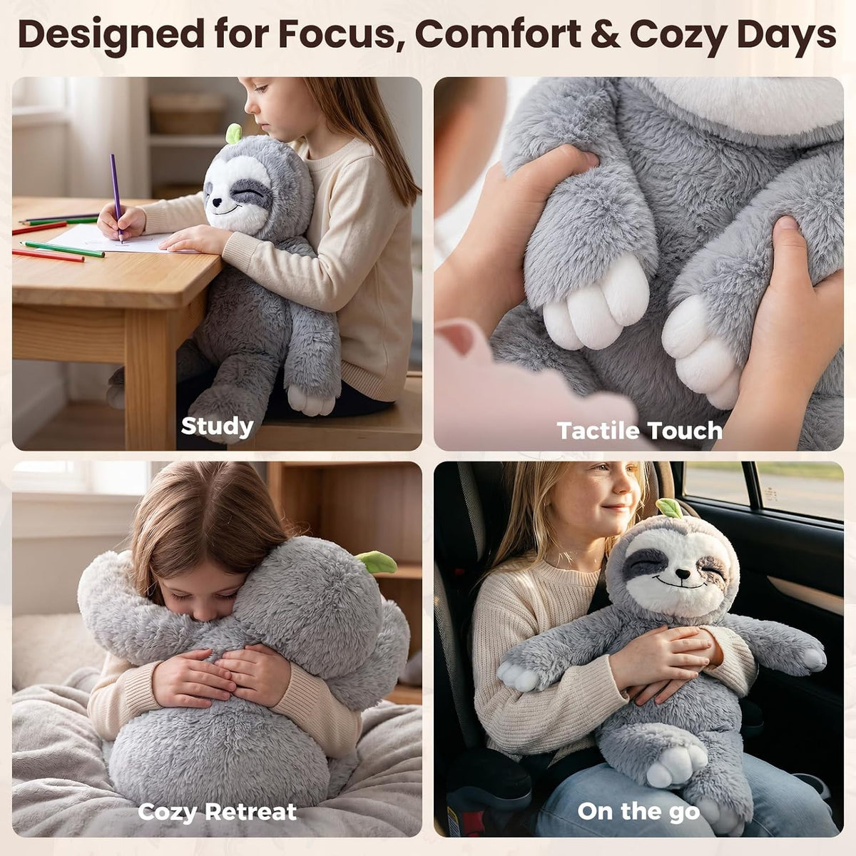 Mewaii Weighted Stuffed Animals Sloth Plush, Heatable Coolable, 4 lb, 20in