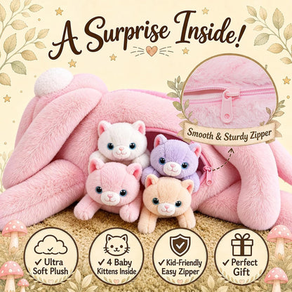 gnomantic Cat Stuffed Animals with Babies Inside, Mommy Toy for Kids