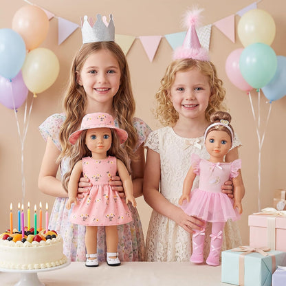 18 Pcs 18 Inch Doll Clothes & Accessories, 10 Complete Outfit Sets for American 18 Inch Dolls, Ballet Dresses, Swimsuit, Pajamas, Hat & Headbands, Dress Up Gift for Girls (No Doll, No Shoes)