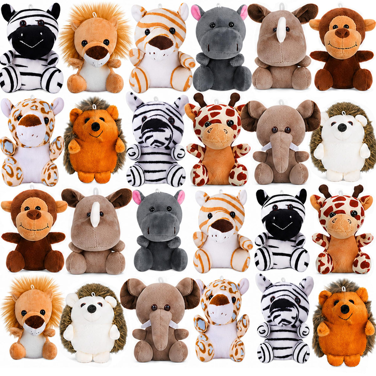 Mini Stuffed Animals Bulk, 12 Pack 5-Inch Plush Keychain Toys for Kids