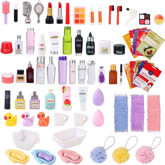 75Pcs Dollhouse Mini Jewelry Storage Case Miniature Bathroom Accessories
