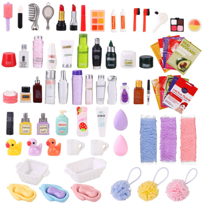 75Pcs Dollhouse Mini Jewelry Storage Case Miniature Bathroom Accessories