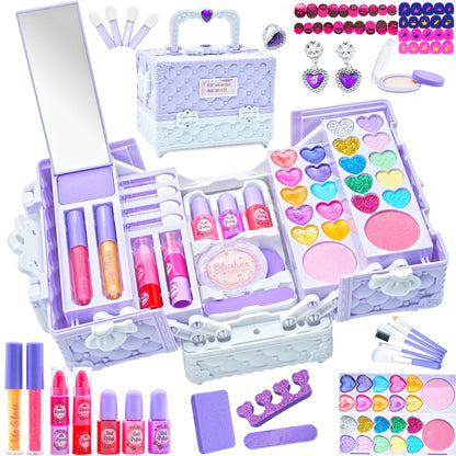 52 PCS Kids Makeup Kit, Safe and Washable Makeup for Kids Princess Toys