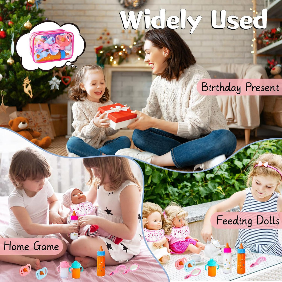 17 Pcs Baby Doll Accessories Magic Bottle set,Pretend Play Feeding Toy