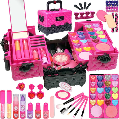 52 PCS Kids Makeup Kit, Safe and Washable Makeup for Kids Princess Toys