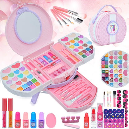 52 PCS Kids Makeup Kit, Safe and Washable Makeup for Kids Princess Toys
