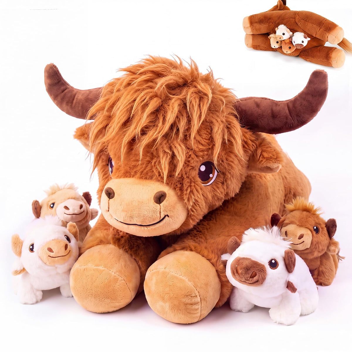 gnomantic Cat Stuffed Animals with Babies Inside, Mommy Toy for Kids