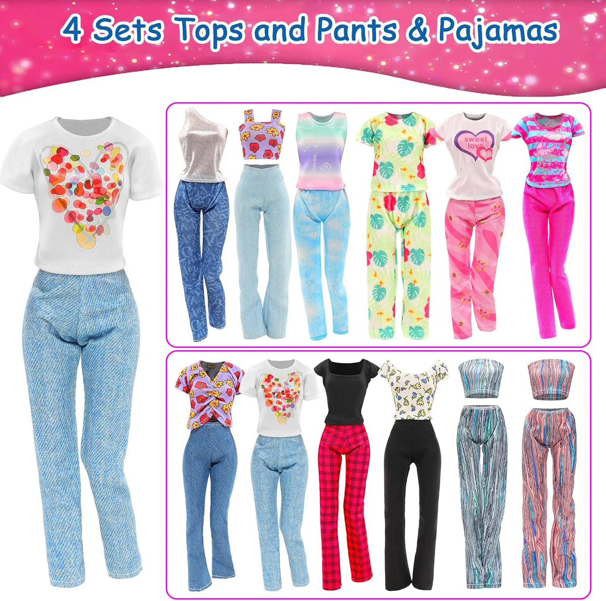 10 Sets Doll Clothes Hooded Sports Suit Tops and Pants for 11.5 inch Dolls