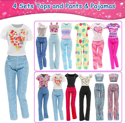 10 Sets Doll Clothes Hooded Sports Suit Tops and Pants for 11.5 inch Dolls