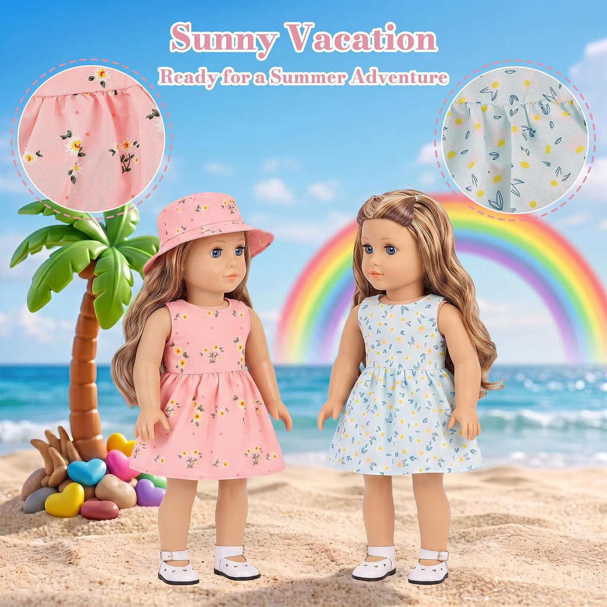 18 Pcs 18 Inch Doll Clothes & Accessories, 10 Complete Outfit Sets for American 18 Inch Dolls, Ballet Dresses, Swimsuit, Pajamas, Hat & Headbands, Dress Up Gift for Girls (No Doll, No Shoes)