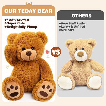 LotFancy Teddy Bear Stuffed Animals, 20 inch Soft Plush Toy, Brown