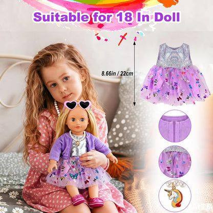 Faburo 28Pcs American 18 Inch Doll Clothes Accessories Stuff, No Doll