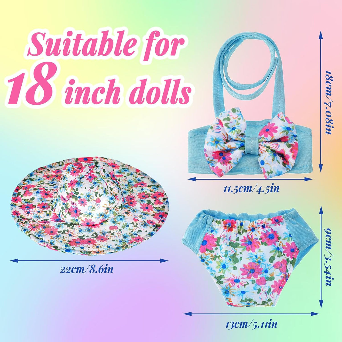 Kajaia 8 Pcs 18 Inch Doll Swimsuits Clothes and Accessories
