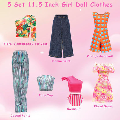 40 PCS Doll Travel Accessories Playset for 11.5 Inch Girl Dolls