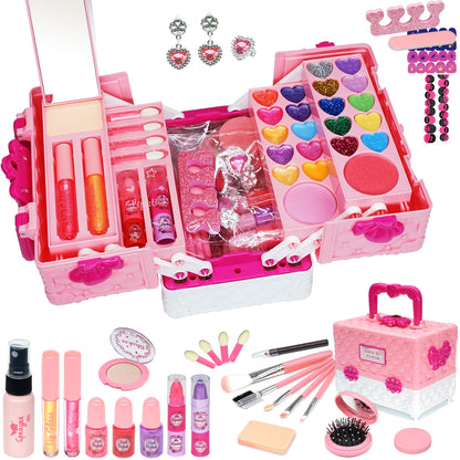 52 PCS Kids Makeup Kit, Safe and Washable Makeup for Kids Princess Toys