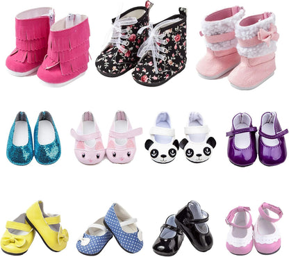 6 Pairs of Doll Shoes Include Boots Leather Shoes Fits 18 Inch American Girl Doll