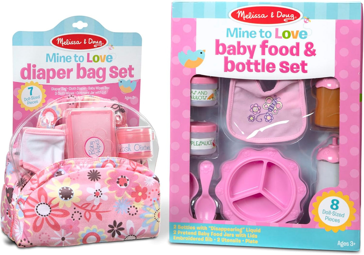Melissa & Doug Doll Feeding and Changing Accessories - Bib, Bag, Diaper, Wipes, Utensils, Bottles 7.30 high x 11.20 Wide x 14.30 deep
