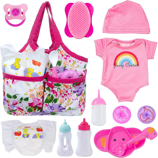 Ecore Fun 13 Piece Baby Doll Accessories Feeding and Caring Set