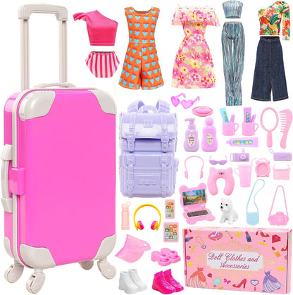 40 PCS Doll Travel Accessories Playset for 11.5 Inch Girl Dolls