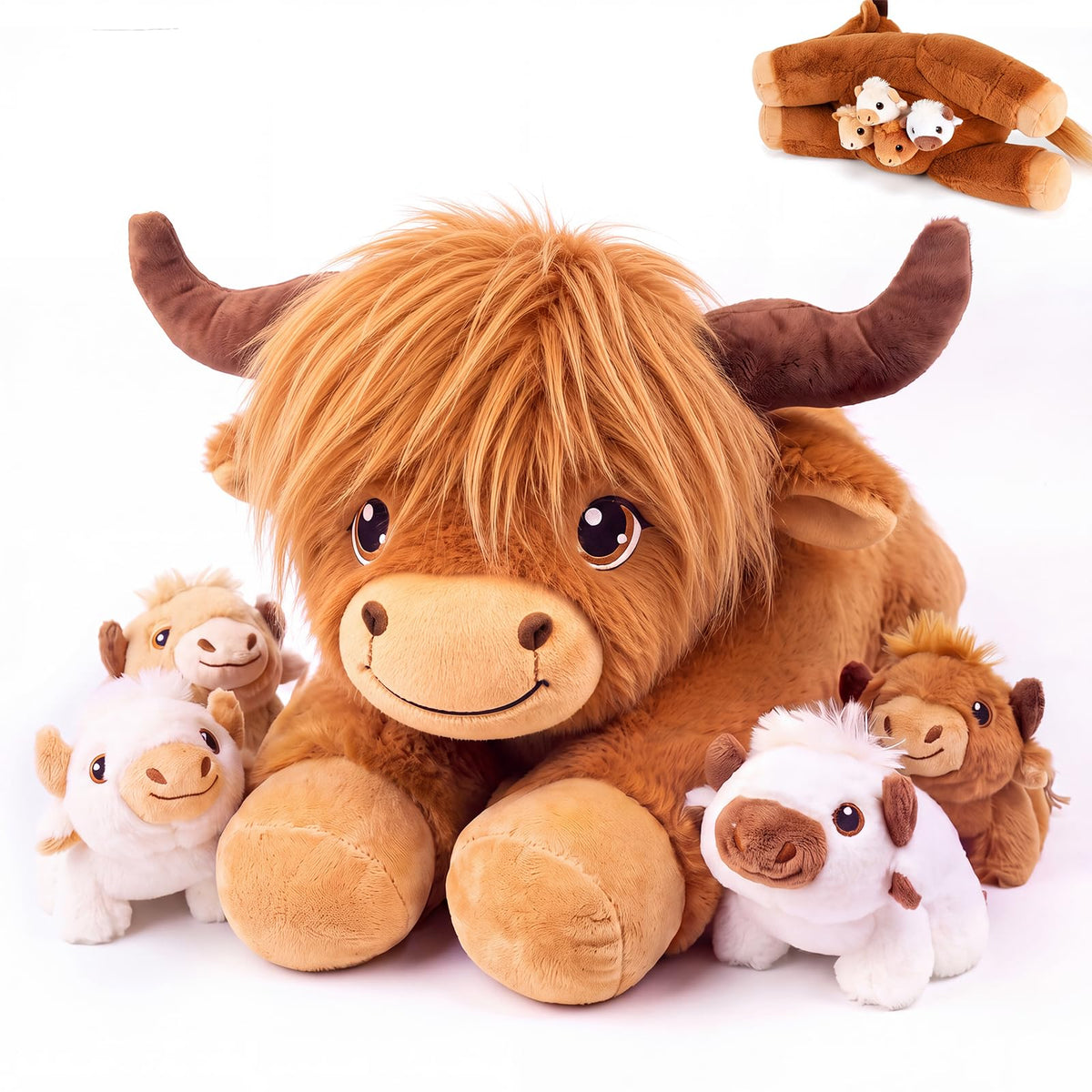 gnomantic Cat Stuffed Animals with Babies Inside, Mommy Toy for Kids
