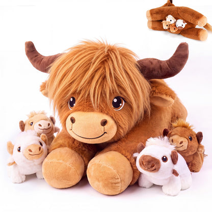 gnomantic Cat Stuffed Animals with Babies Inside, Mommy Toy for Kids