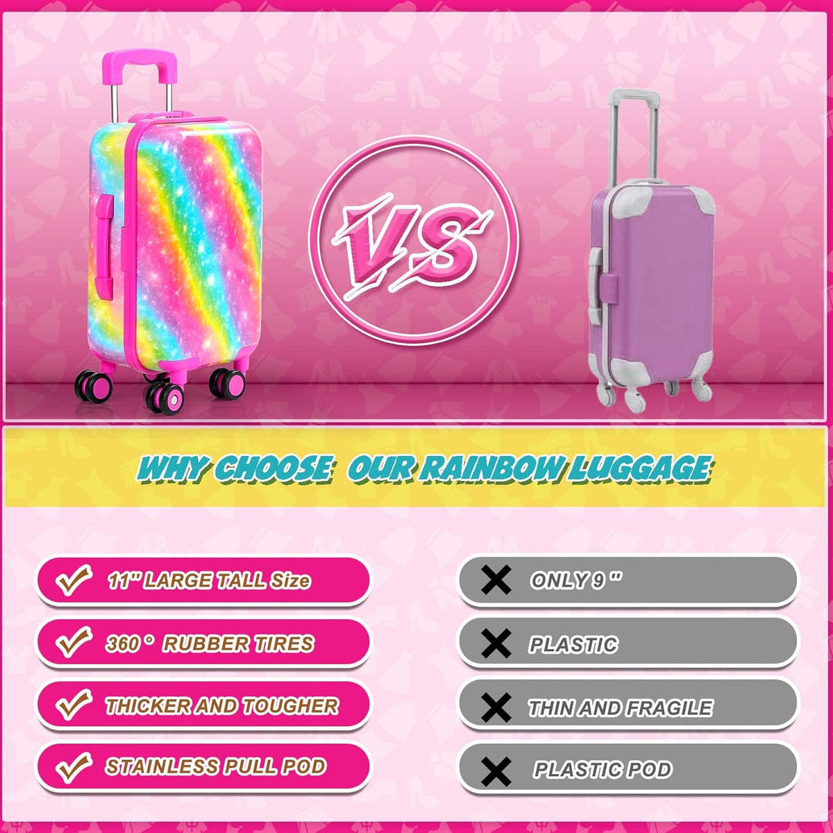 American 18 Inch Doll Suitcase Accessories Clothes Outfit with Makeup Set
