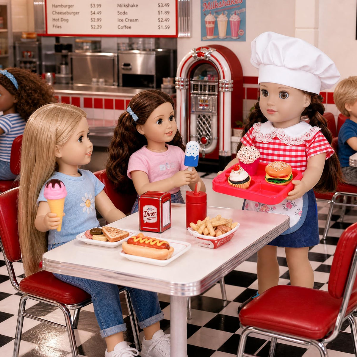 Ecore Fun American 18 Inch Chef Doll Clothes & Play Food Accessories Set