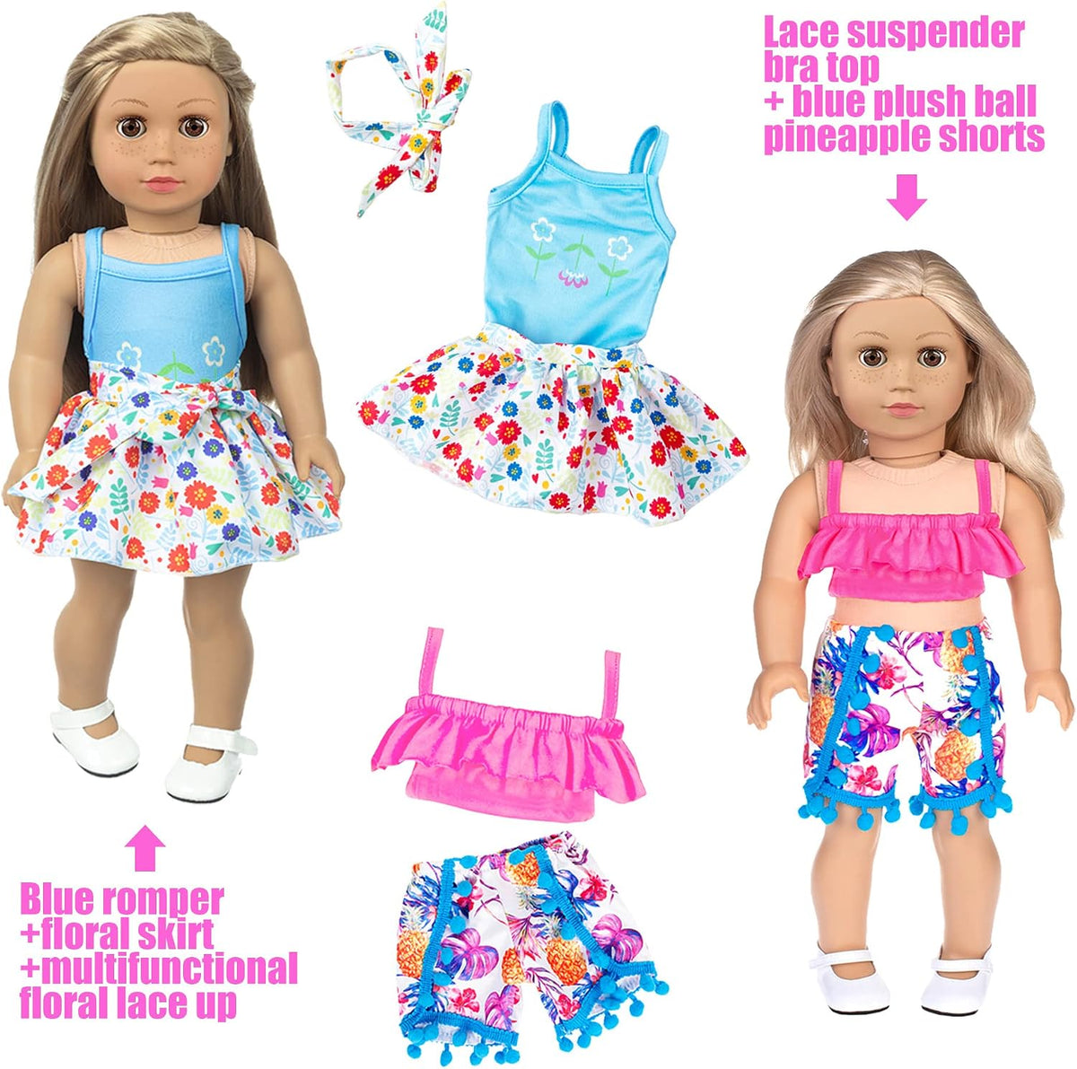 18 Inch Doll Fashion Clothes - 10 Sets Include Outfits, Mermaid Dress, Bikini, Hats & Handbags Accessories (Doll Not Included)