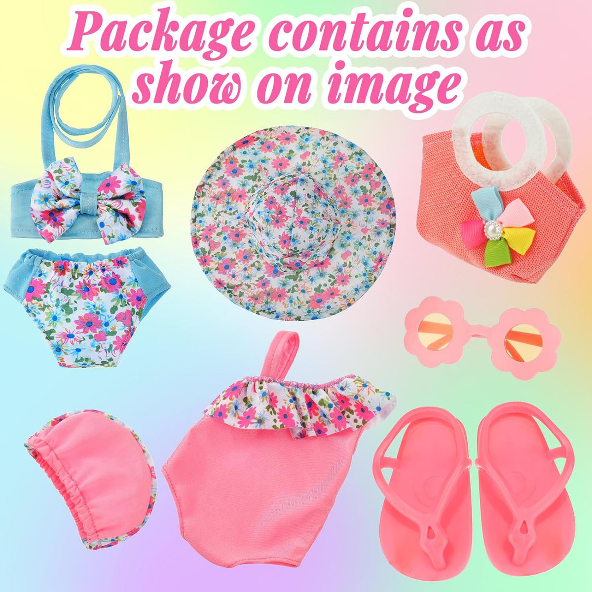 Kajaia 8 Pcs 18 Inch Doll Swimsuits Clothes and Accessories