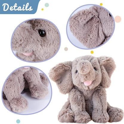 Hopearl Adorable Plush Calf Elephant Toy Floppy Elephish Ultra Soft Haggable Stuffed Animal Birthday Holiday Gift for Boys Girls Kids Toddlers, Gray, 9''