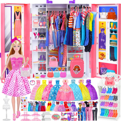 Doll Closet Playset with Doll, 342 Pcs Clothes and Accessories