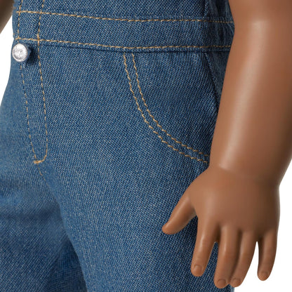 American Girl Truly Me, 18-inch Doll Clothes, Western Flowers Denim Jumpsuit, with Cowboy Boots, Ages 6+