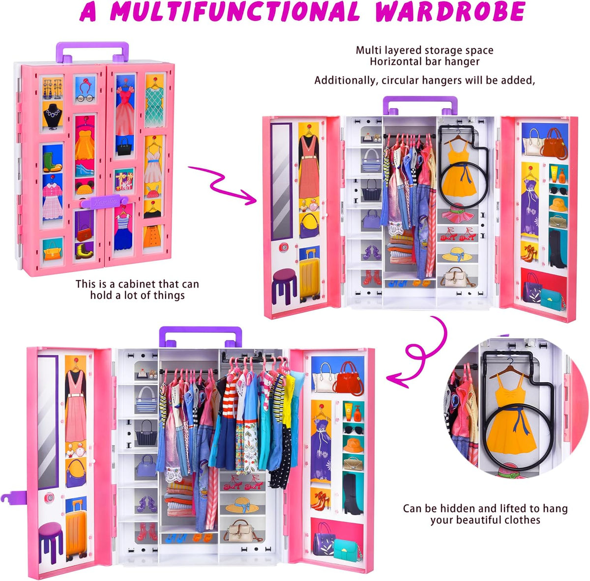 Doll Closet Playset with Doll, 342 Pcs Clothes and Accessories
