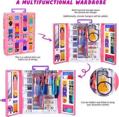 Doll Closet Playset with Doll, 342 Pcs Clothes and Accessories