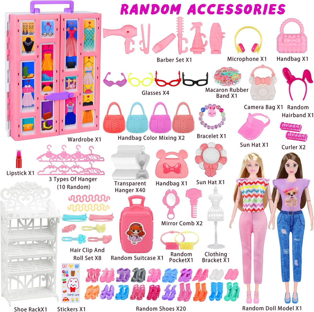 Doll Closet Playset with Doll, 342 Pcs Clothes and Accessories